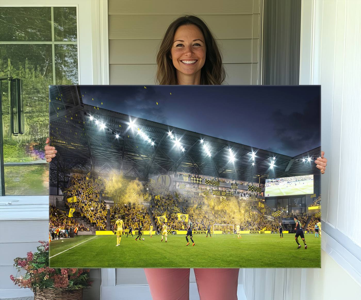 Columbus Crew Stadium Match Triple Canvas Wall Art - Dynamic MLS Game Scene Canvas Wall Art