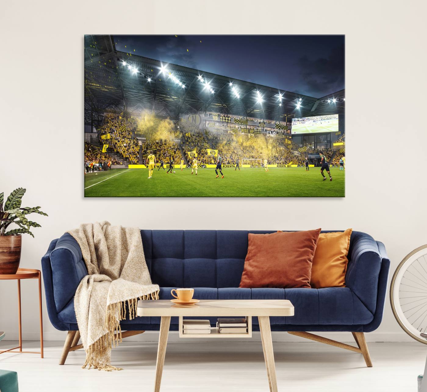 Columbus Crew Stadium Match Triple Canvas Wall Art - Dynamic MLS Game Scene Canvas Wall Art