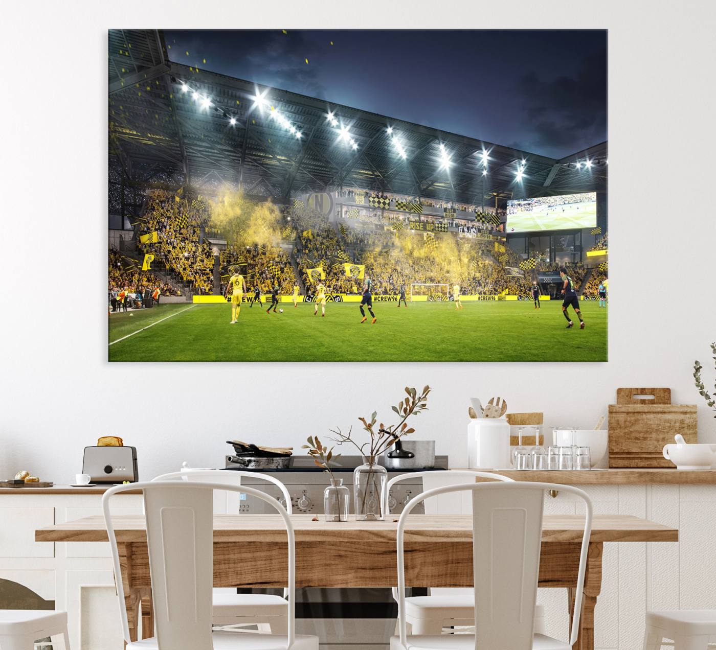 Columbus Crew Stadium Match Triple Canvas Wall Art - Dynamic MLS Game Scene Canvas Wall Art
