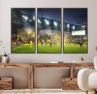 65820-MGV-FC-48X32-3P_Walnut-Columbus Crew Stadium Match Triple Canvas Wall Art - Dynamic MLS Game Scene Canvas Wall Art