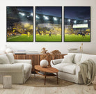 65820-MGV-FC-60X30-3P_Black-Columbus Crew Stadium Match Triple Canvas Wall Art - Dynamic MLS Game Scene Canvas Wall Art