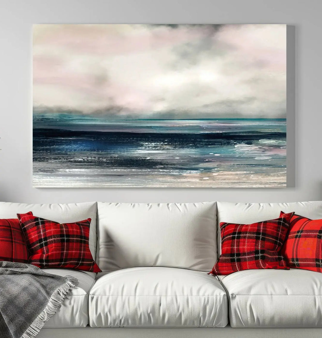 The Contemporary Abstract Wall Art Canvas Print is elegantly showcased on museum-quality polycotton canvas with a UV-protective coating. Each piece is gallery wrapped, enhancing the art's depth and allure.