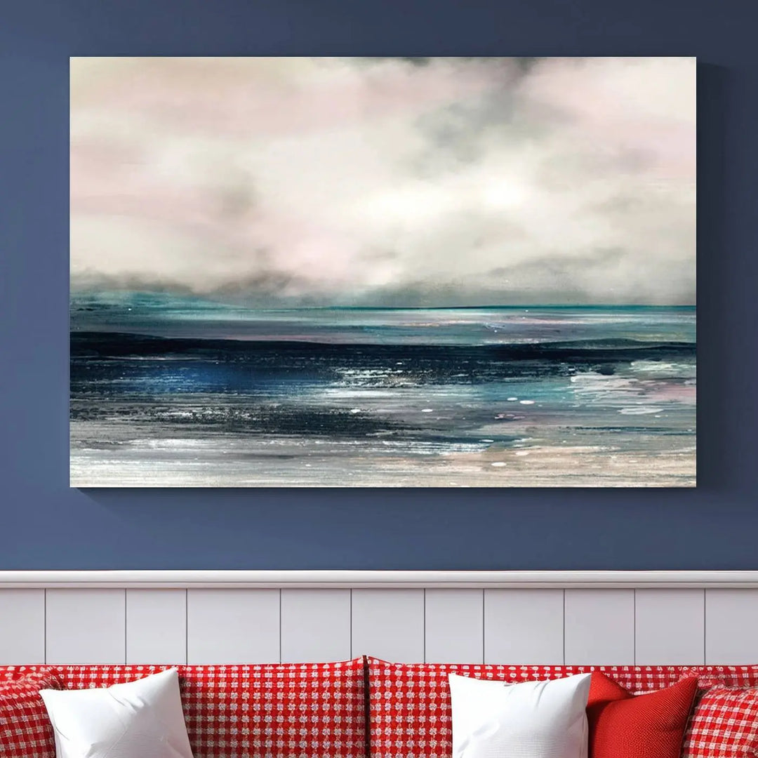 The Contemporary Abstract Wall Art Canvas Print is elegantly showcased on museum-quality polycotton canvas with a UV-protective coating. Each piece is gallery wrapped, enhancing the art's depth and allure.