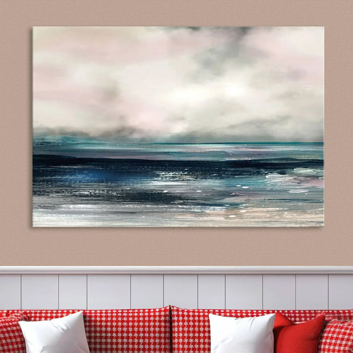 The Contemporary Abstract Wall Art Canvas Print is elegantly showcased on museum-quality polycotton canvas with a UV-protective coating. Each piece is gallery wrapped, enhancing the art's depth and allure.