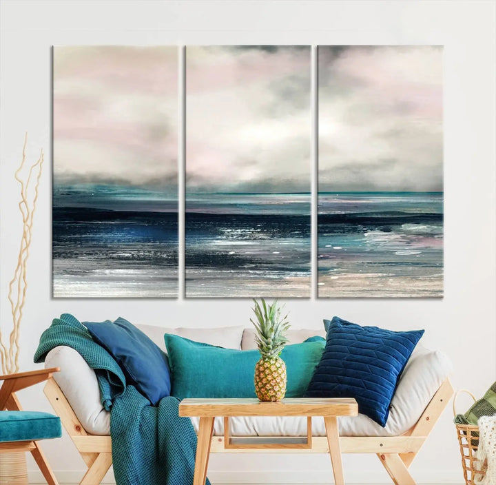 The Contemporary Abstract Wall Art Canvas Print is elegantly showcased on museum-quality polycotton canvas with a UV-protective coating. Each piece is gallery wrapped, enhancing the art's depth and allure.