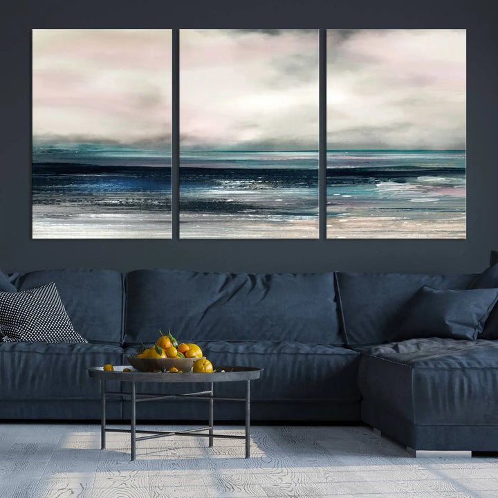 The Contemporary Abstract Wall Art Canvas Print is elegantly showcased on museum-quality polycotton canvas with a UV-protective coating. Each piece is gallery wrapped, enhancing the art's depth and allure.