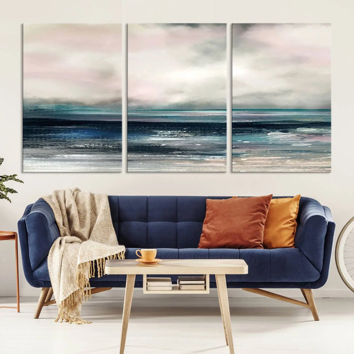 The Contemporary Abstract Wall Art Canvas Print is elegantly showcased on museum-quality polycotton canvas with a UV-protective coating. Each piece is gallery wrapped, enhancing the art's depth and allure.