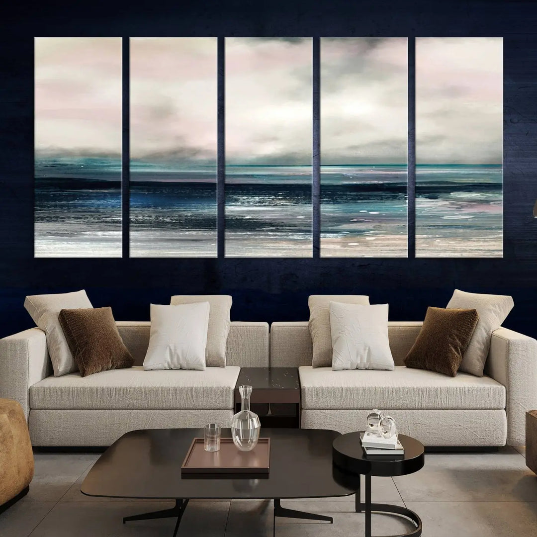 The Contemporary Abstract Wall Art Canvas Print is elegantly showcased on museum-quality polycotton canvas with a UV-protective coating. Each piece is gallery wrapped, enhancing the art's depth and allure.