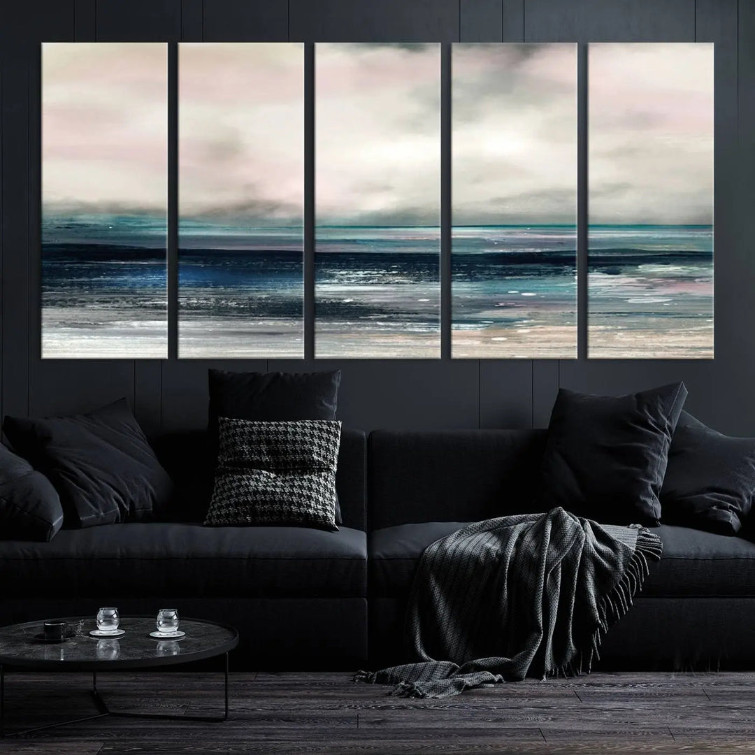 The Contemporary Abstract Wall Art Canvas Print is elegantly showcased on museum-quality polycotton canvas with a UV-protective coating. Each piece is gallery wrapped, enhancing the art's depth and allure.