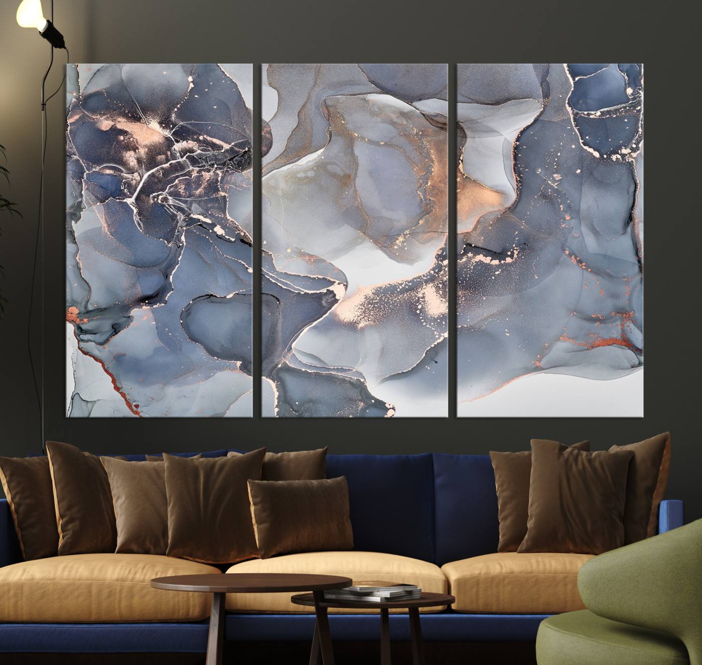 81843-MGV-CV-36X24-Contemporary Art Gray Gold Abstract Canvas Art Print