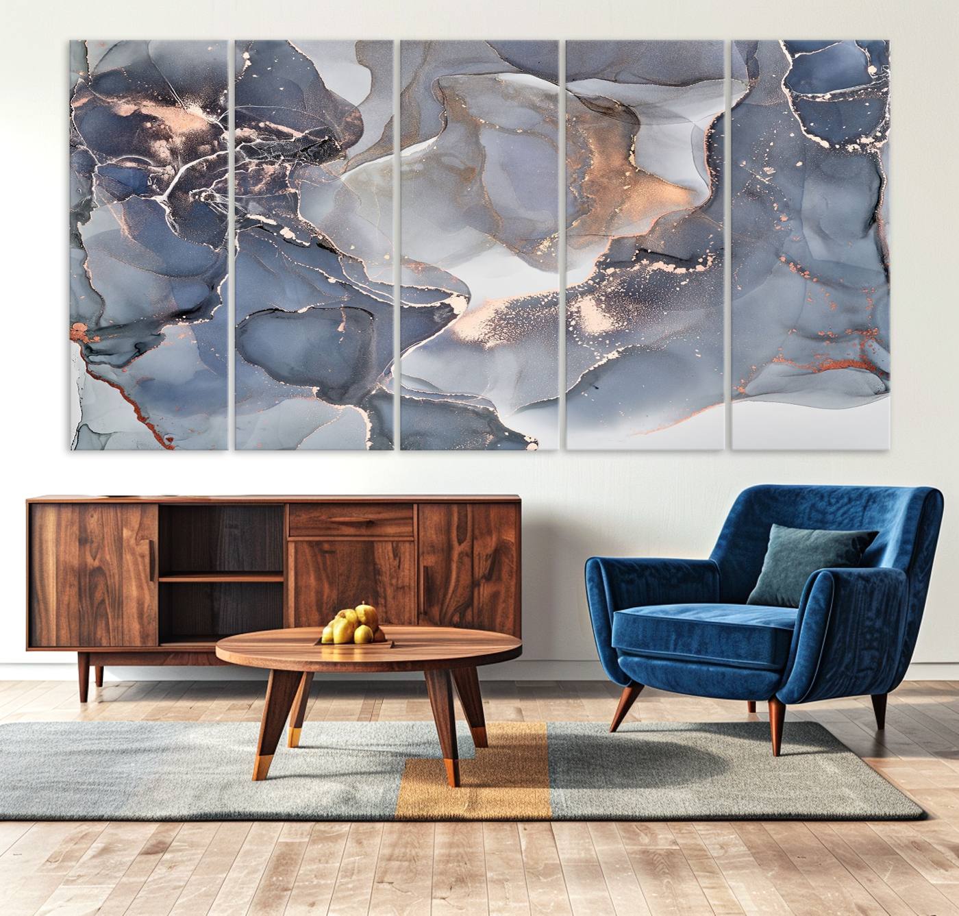 81843-MGV-CV-36X24-Contemporary Art Gray Gold Abstract Canvas Art Print