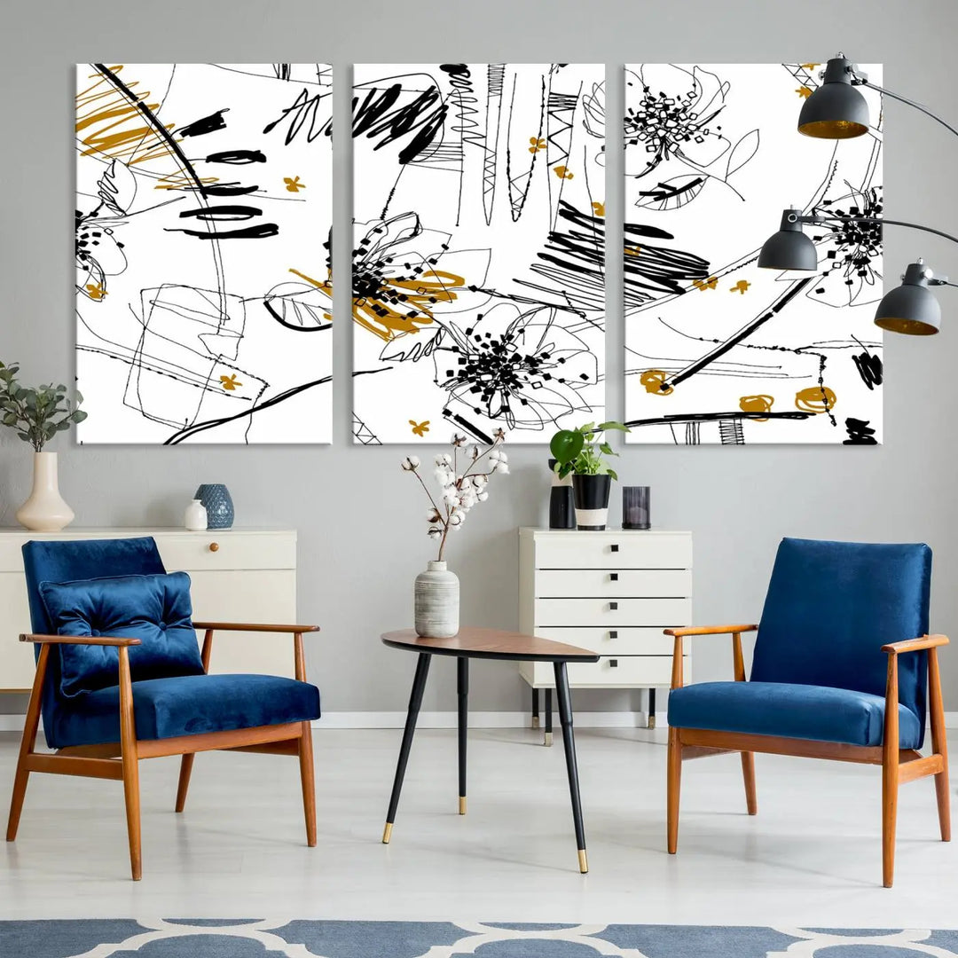 The Contemporary Art of Abstract Canvas Wall Art Multi Panel serves as an elegant focal point in the modern living room. Crafted from museum-quality pollycotton, it offers vibrant colors and durability, making it ready to hang for immediate effect.