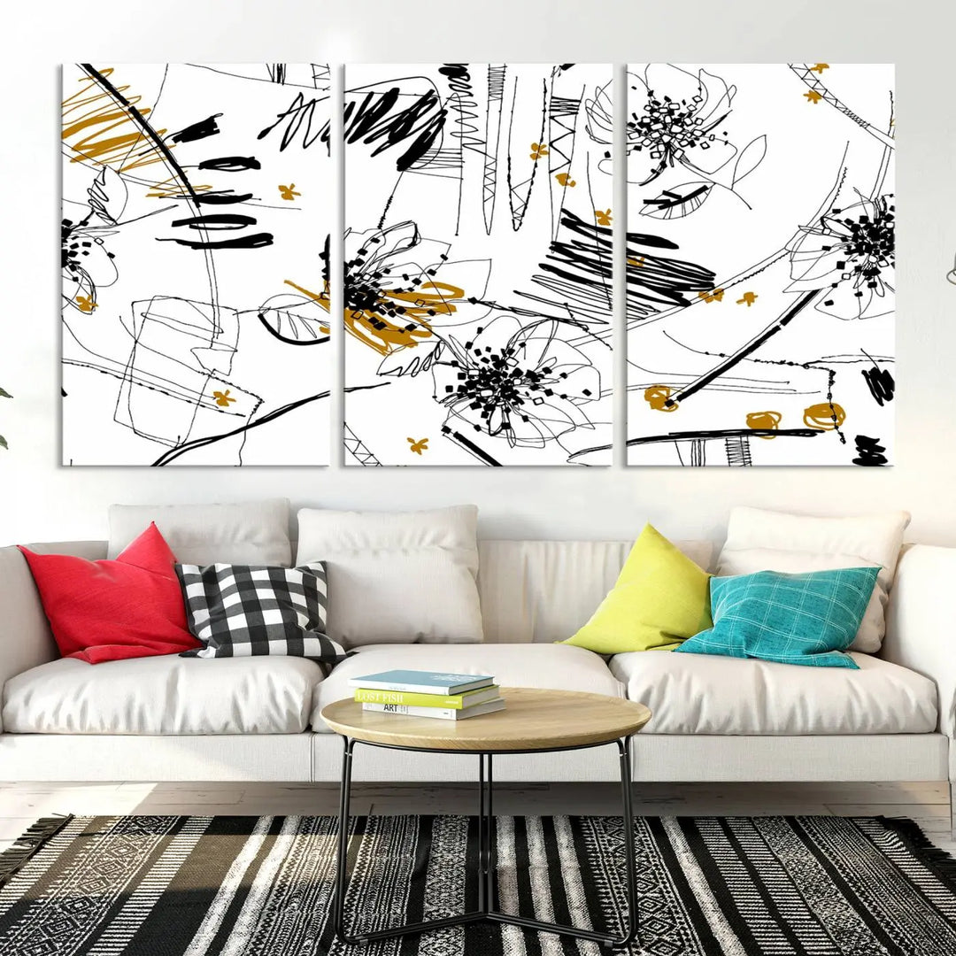 The Contemporary Art of Abstract Canvas Wall Art Multi Panel serves as an elegant focal point in the modern living room. Crafted from museum-quality pollycotton, it offers vibrant colors and durability, making it ready to hang for immediate effect.