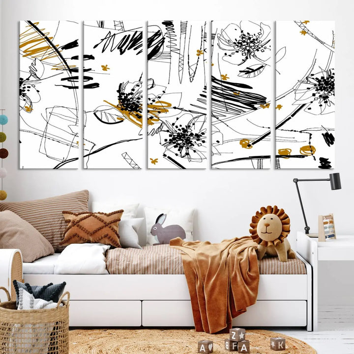 The Contemporary Art of Abstract Canvas Wall Art Multi Panel serves as an elegant focal point in the modern living room. Crafted from museum-quality pollycotton, it offers vibrant colors and durability, making it ready to hang for immediate effect.