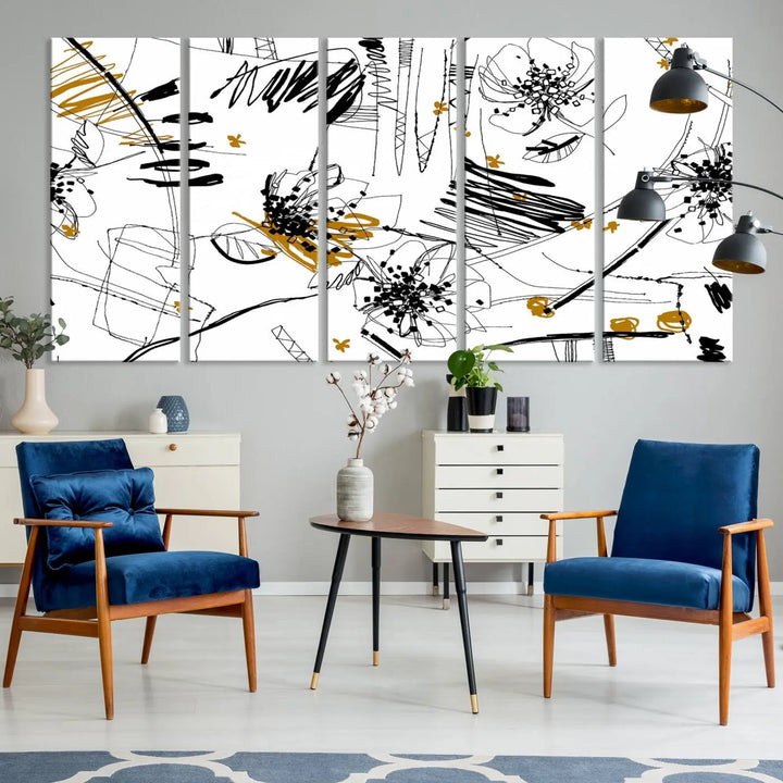 The Contemporary Art of Abstract Canvas Wall Art Multi Panel serves as an elegant focal point in the modern living room. Crafted from museum-quality pollycotton, it offers vibrant colors and durability, making it ready to hang for immediate effect.