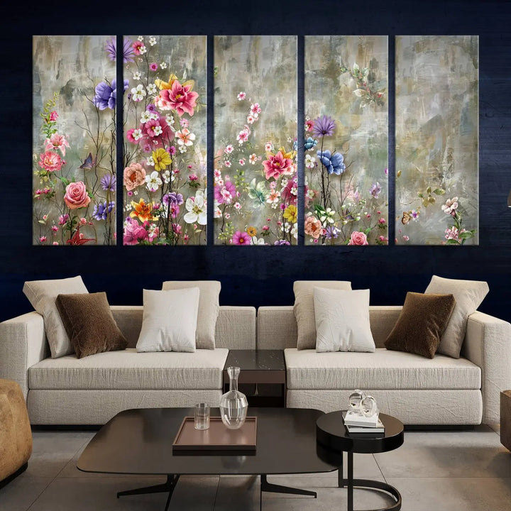 The Cozy Flowers Painting on Canvas Wall Art Floral Canvas Print is a three-panel floral masterpiece crafted on museum-quality canvas. It displays vibrant flowers set against a textured backdrop, ready to hang and protected by a UV-coating to ensure lasting vibrancy.