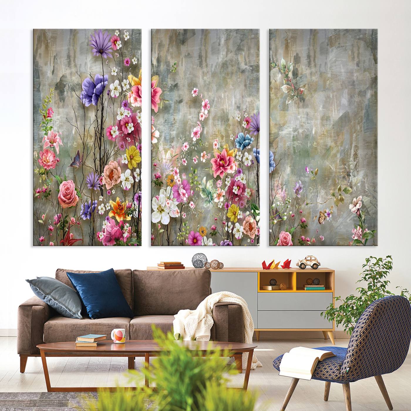 96650-MGV-CV-36X24-Cozy Flowers Painting on Canvas Wall Art Floral Canvas Print