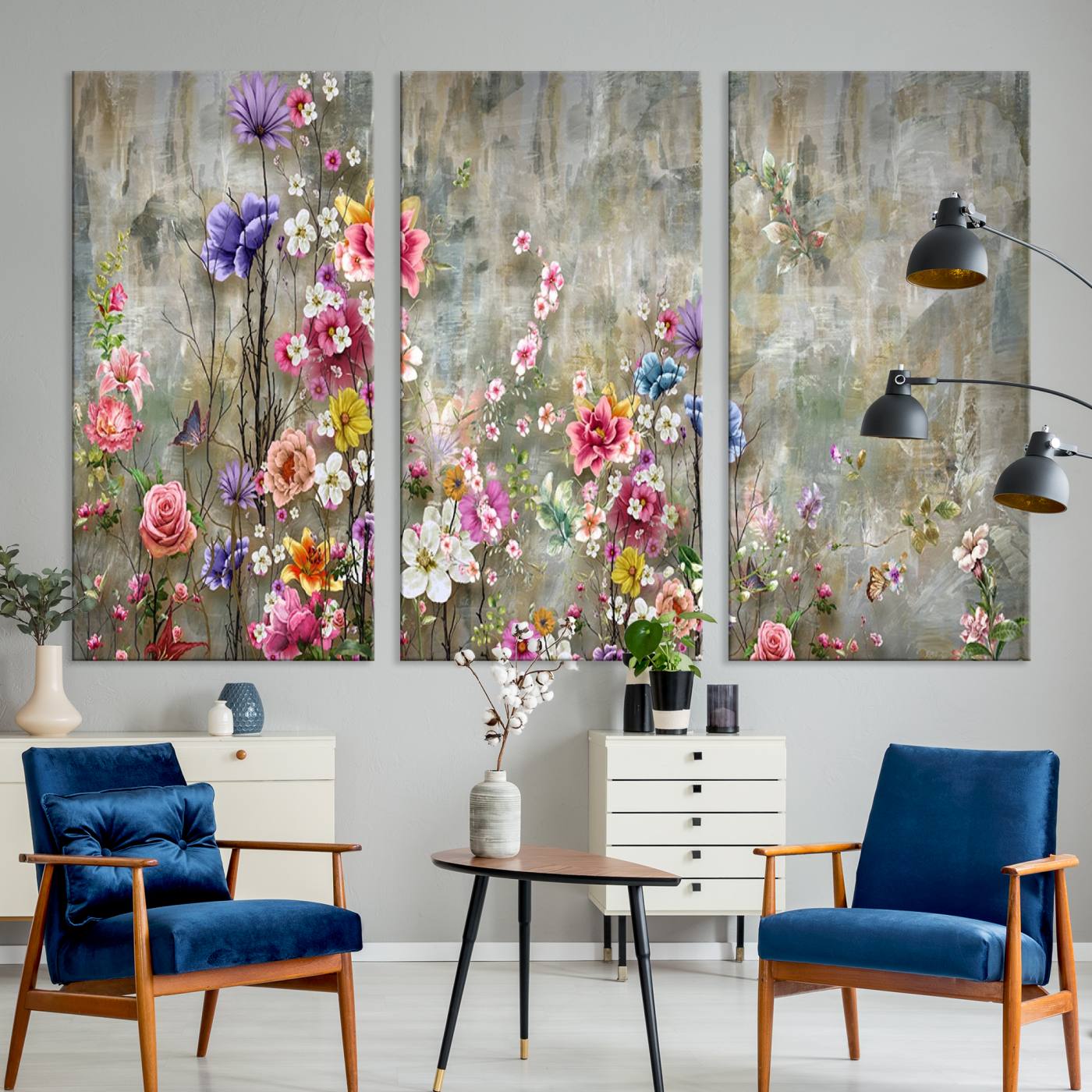96650-MGV-CV-36X24-Cozy Flowers Painting on Canvas Wall Art Floral Canvas Print