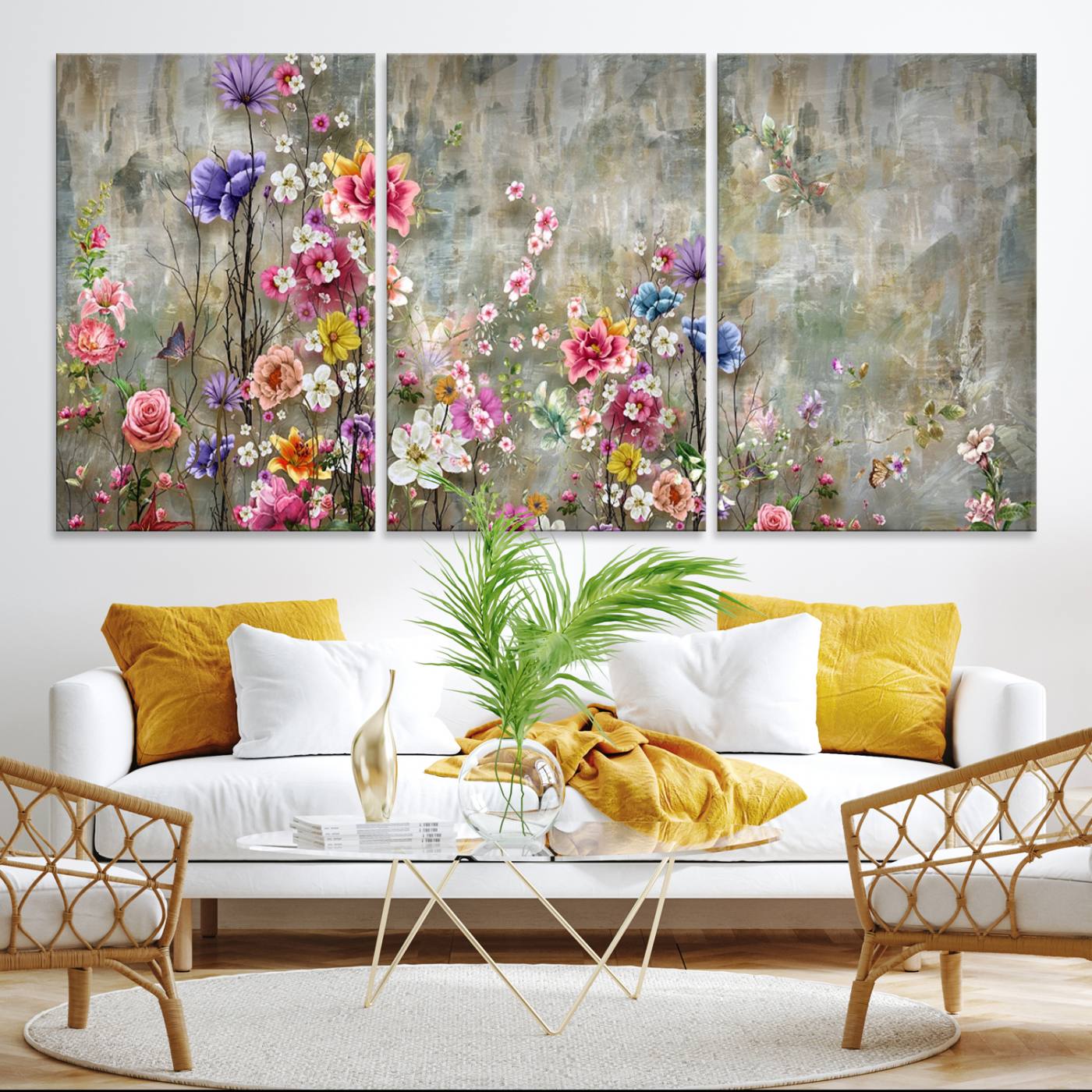 96650-MGV-CV-36X24-Cozy Flowers Painting on Canvas Wall Art Floral Canvas Print