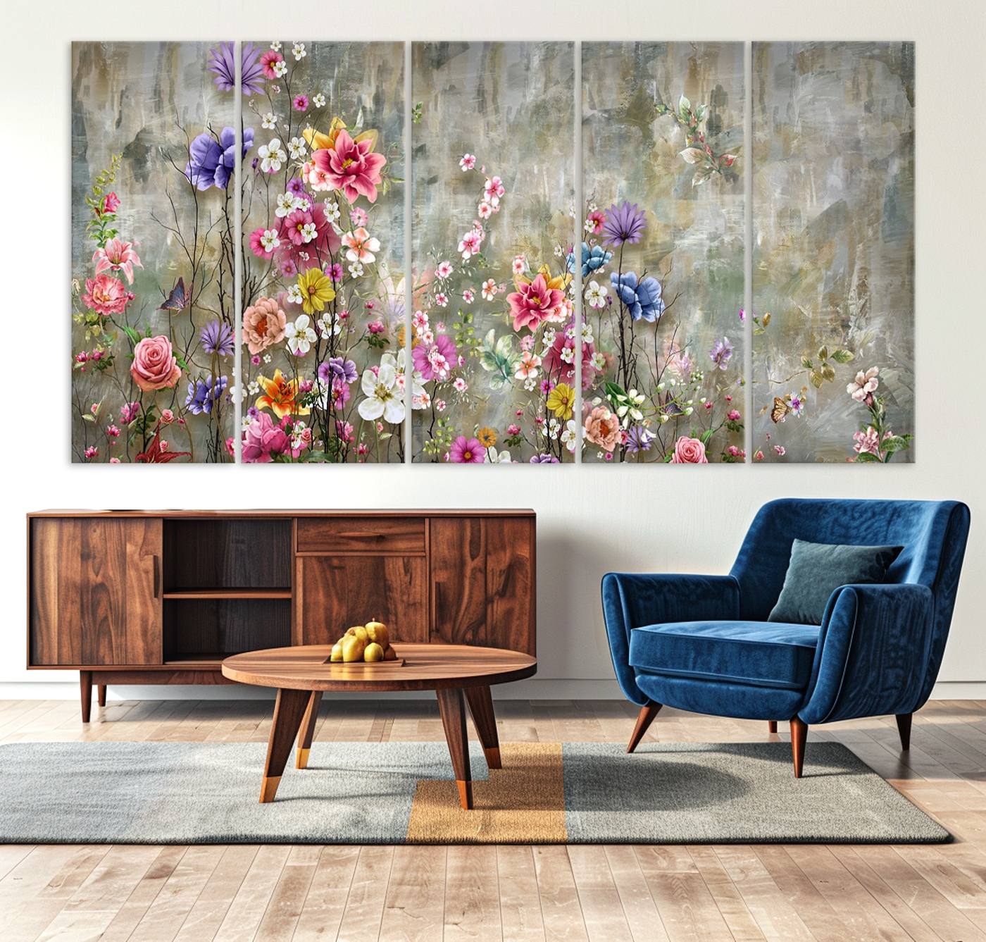 96650-MGV-CV-36X24-Cozy Flowers Painting on Canvas Wall Art Floral Canvas Print