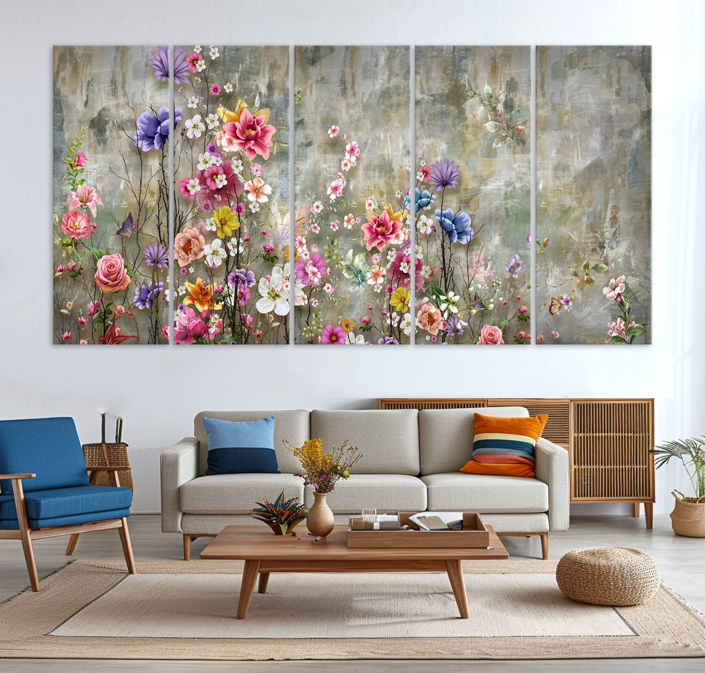 96650-MGV-CV-36X24-Cozy Flowers Painting on Canvas Wall Art Floral Canvas Print