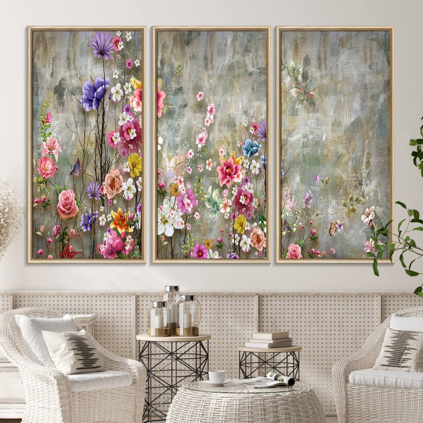 96650-MGV-CV-36X24-Cozy Flowers Painting on Canvas Wall Art Floral Canvas Print