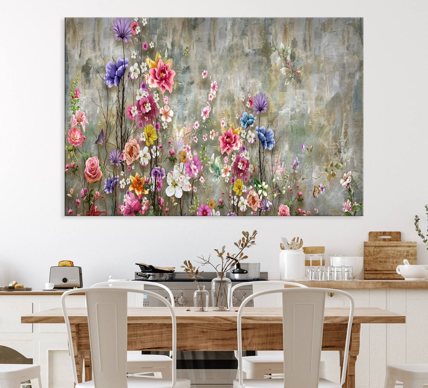 96650-MGV-CV-36X24-Cozy Flowers Painting on Canvas Wall Art Floral Canvas Print