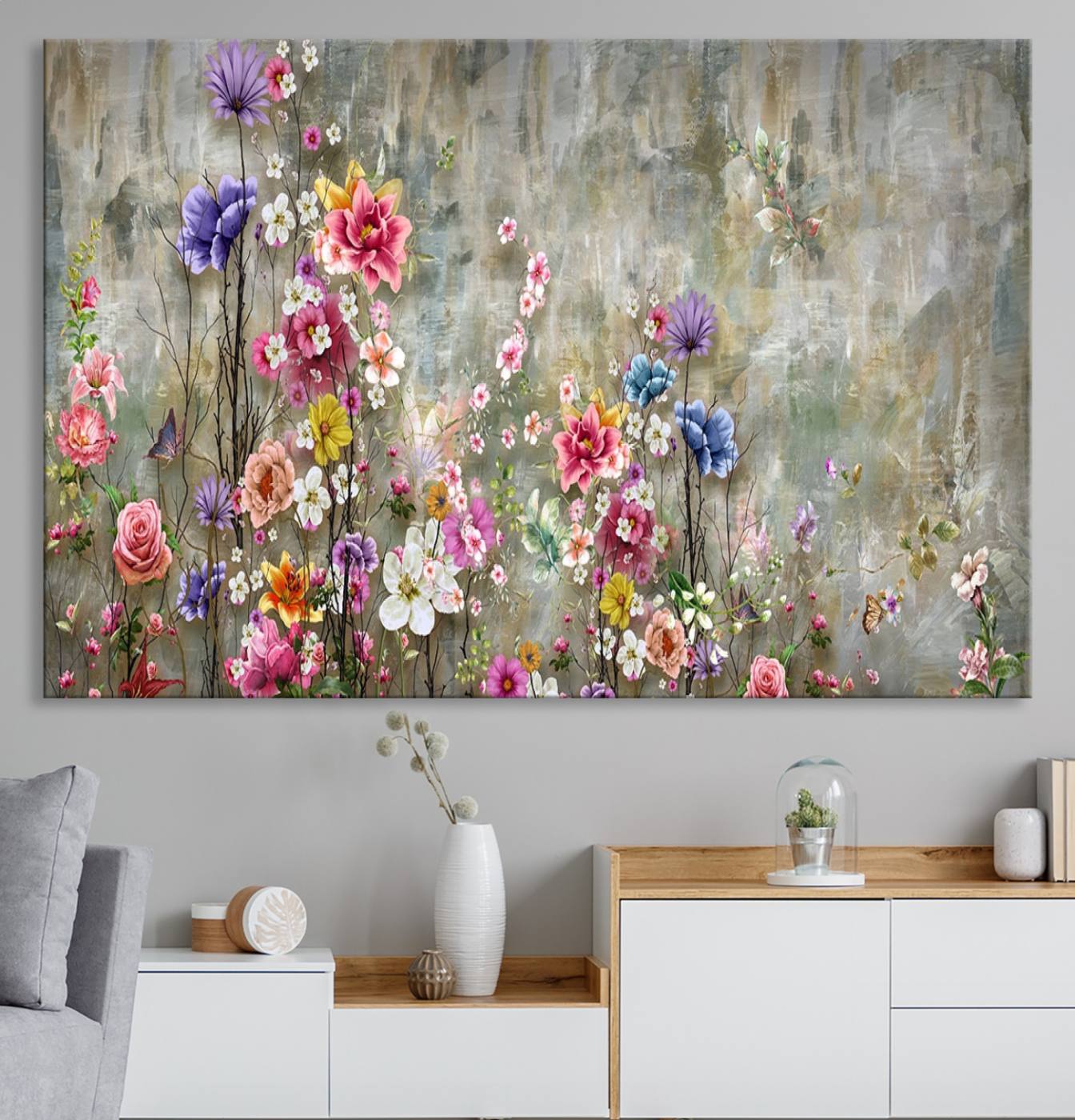 96650-MGV-CV-36X24-Cozy Flowers Painting on Canvas Wall Art Floral Canvas Print