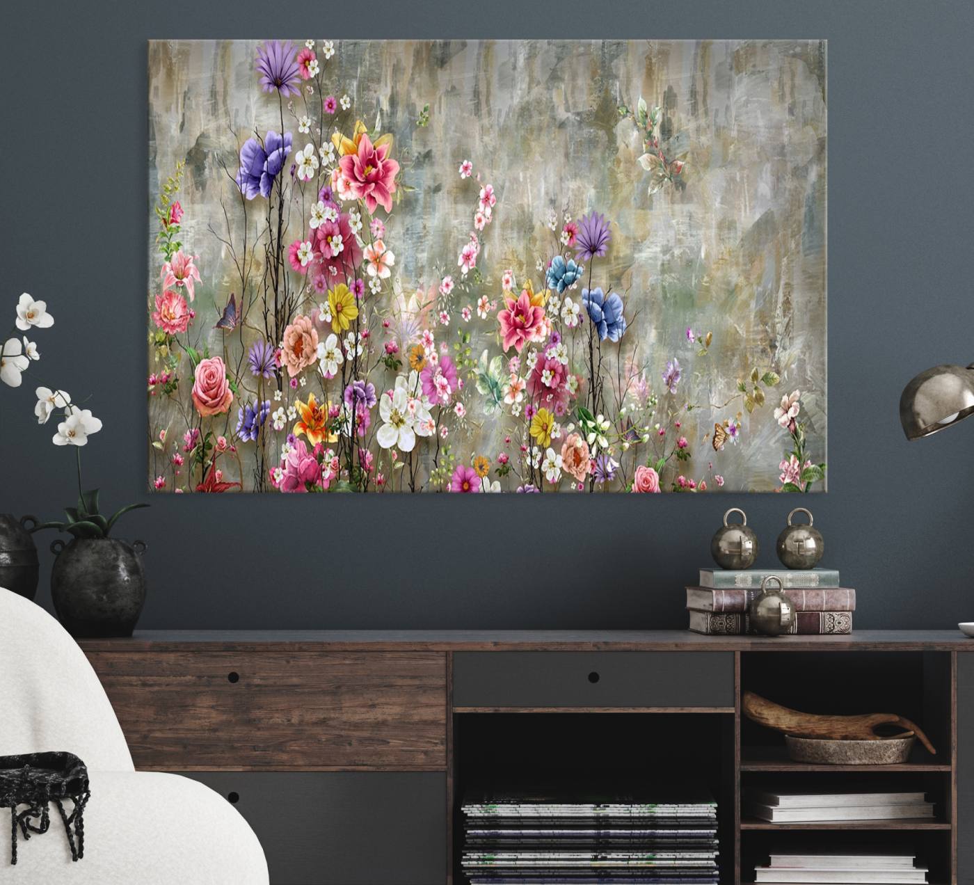 96650-MGV-CV-36X24-Cozy Flowers Painting on Canvas Wall Art Floral Canvas Print