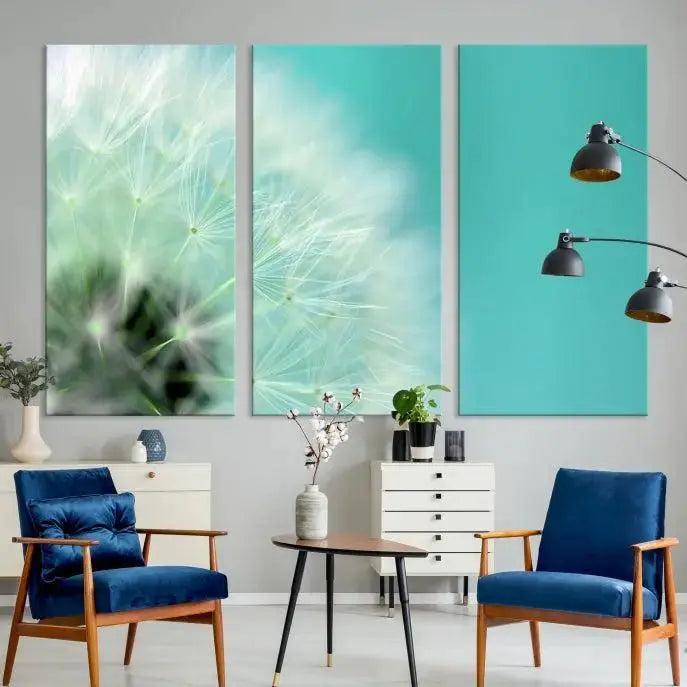 DANDELION Flower Wall Art Canvas Print, Canvas Dandelion Floral Wall Art