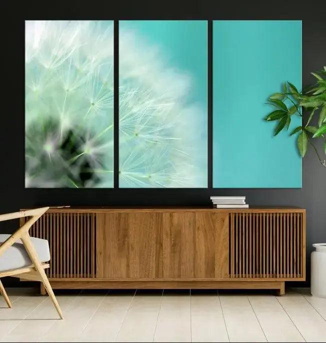 DANDELION Flower Wall Art Canvas Print, Canvas Dandelion Floral Wall Art