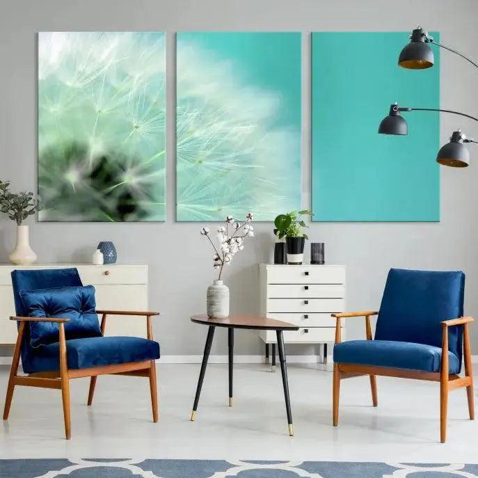 DANDELION Flower Wall Art Canvas Print, Canvas Dandelion Floral Wall Art
