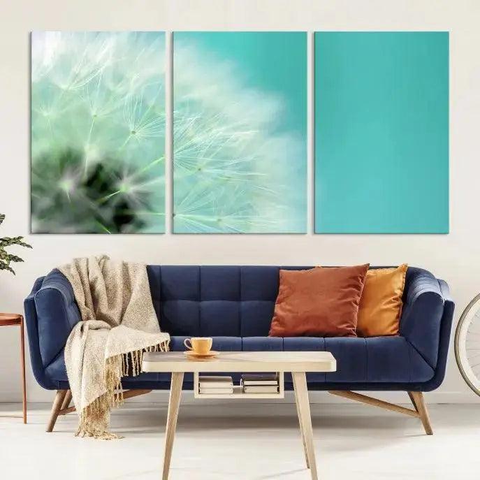 DANDELION Flower Wall Art Canvas Print, Canvas Dandelion Floral Wall Art