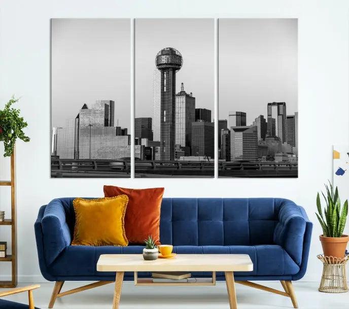 Dallas City Canvas Print featuring the Dallas skyline, presented on gallery-wrapped images crafted from museum-quality canvas with a UV-protective coating for enduring vibrancy.