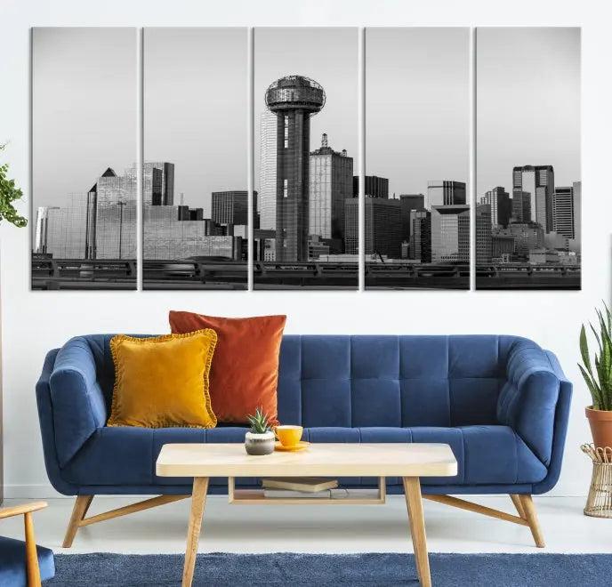 Dallas City Canvas Print featuring the Dallas skyline, presented on gallery-wrapped images crafted from museum-quality canvas with a UV-protective coating for enduring vibrancy.