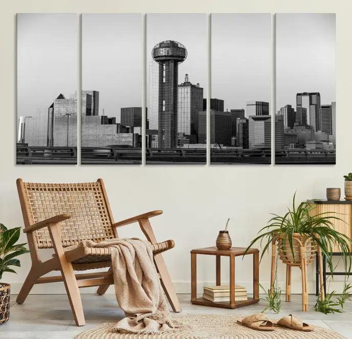 Dallas City Canvas Print featuring the Dallas skyline, presented on gallery-wrapped images crafted from museum-quality canvas with a UV-protective coating for enduring vibrancy.