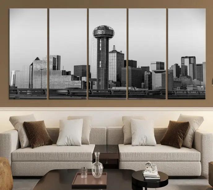 Dallas City Canvas Print featuring the Dallas skyline, presented on gallery-wrapped images crafted from museum-quality canvas with a UV-protective coating for enduring vibrancy.