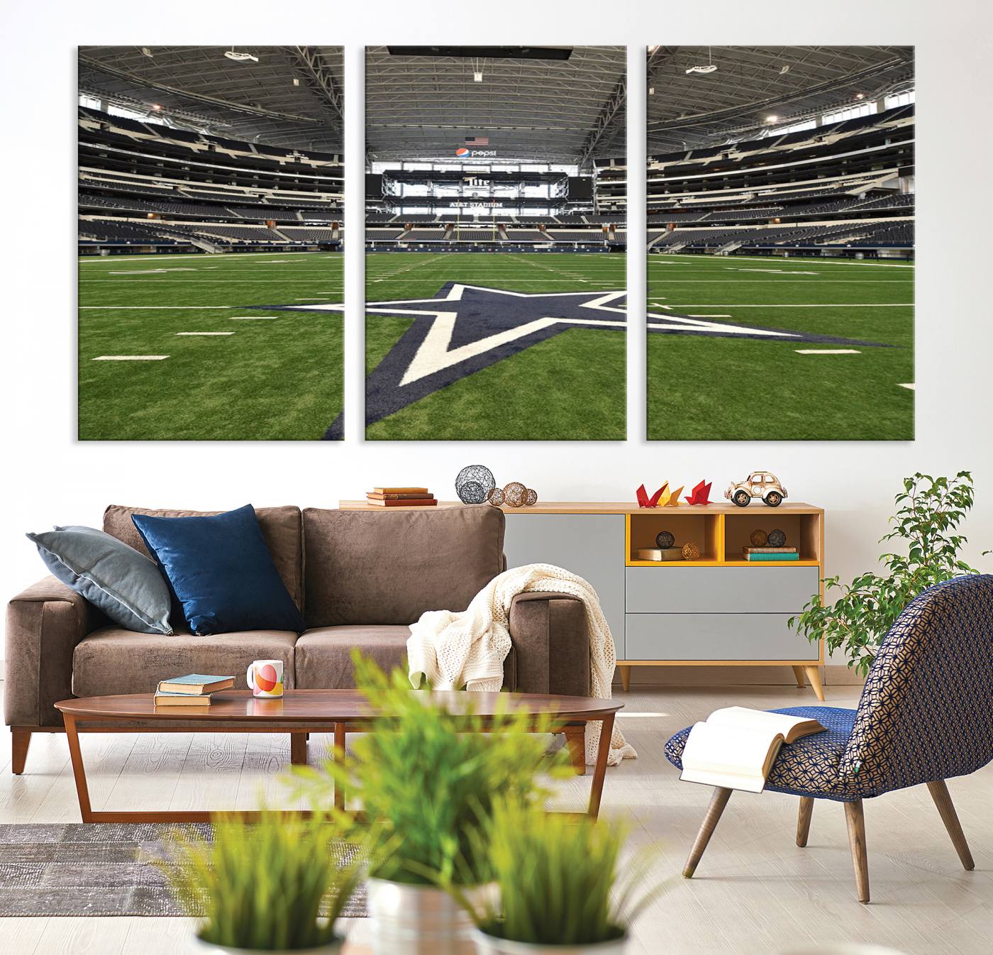 14834-MGV-CV-36X24-Dallas Cowboys Football Team Print - Arlington AT&T Stadium Wall Art Canvas Print