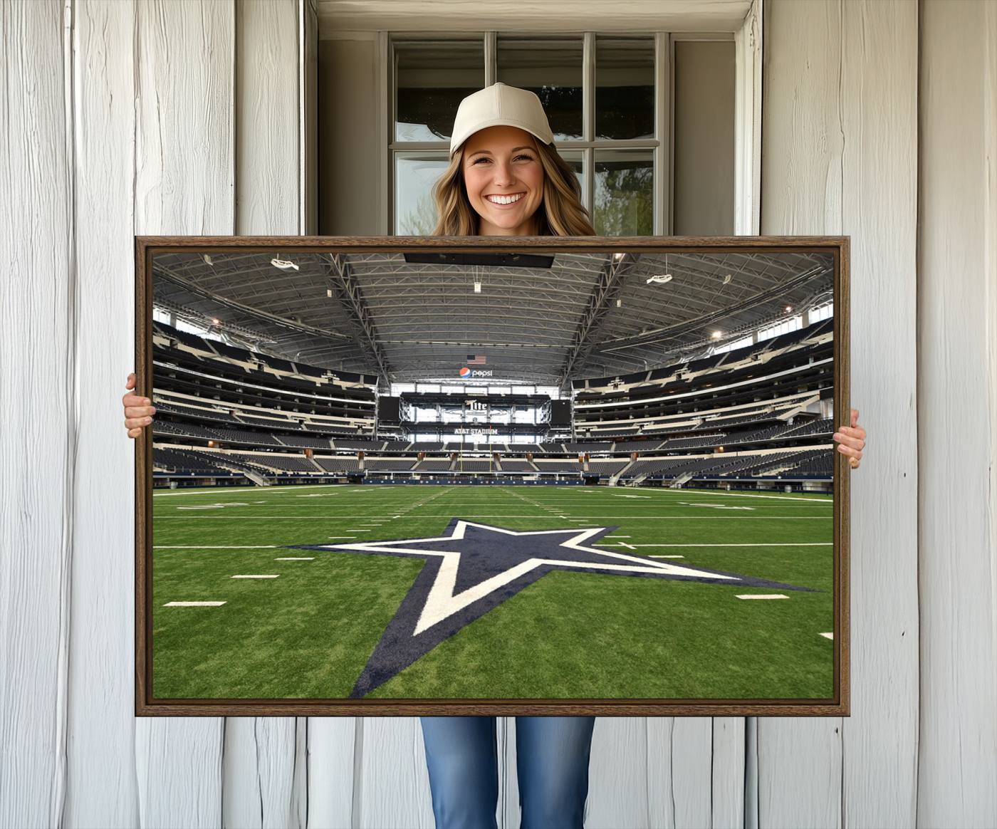14834-MGV-CV-36X24-Dallas Cowboys Football Team Print - Arlington AT&T Stadium Wall Art Canvas Print