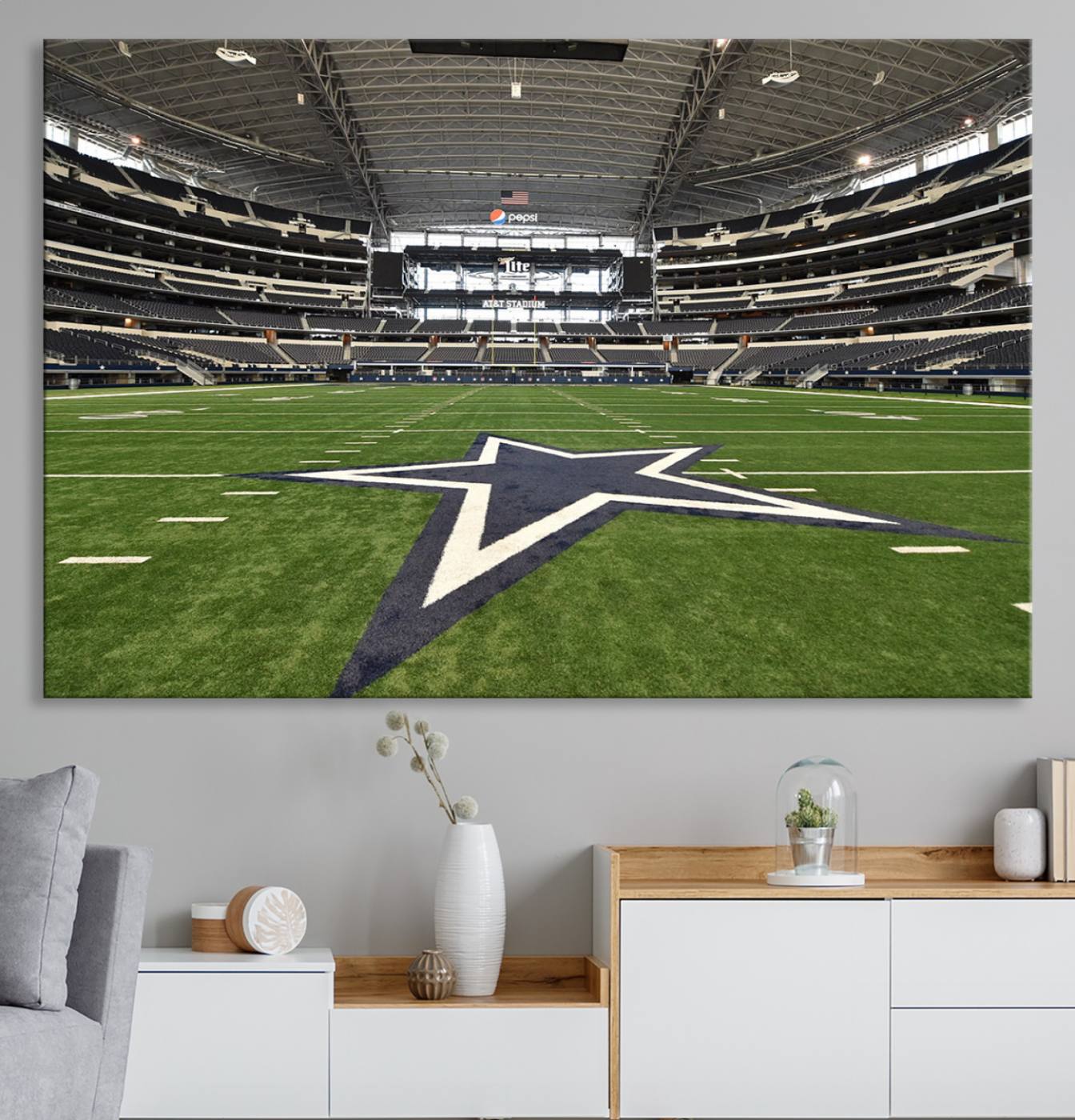 14834-MGV-CV-36X24-Dallas Cowboys Football Team Print - Arlington AT&T Stadium Wall Art Canvas Print