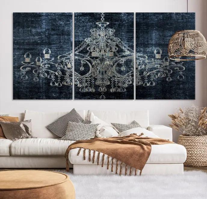 Dark Chandelier Wall Art Canvas Print 