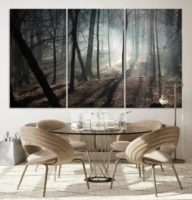 Dark Family and Tree Wall Art Canvas Print displayed on the wall.