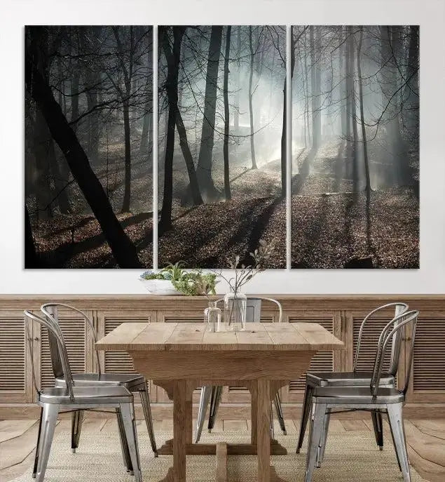 Dark Family and Tree Wall Art Canvas Print displayed on the wall.