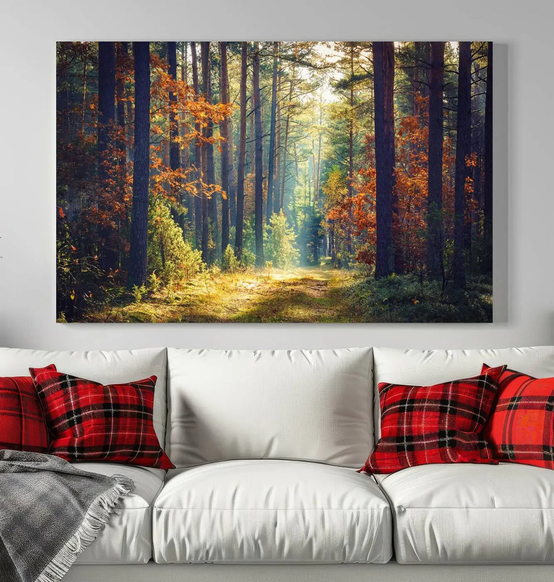 The Dark Forest Wall Art Canvas Print is designed as a triptych with museum-quality canvases and a UV-protective coating.