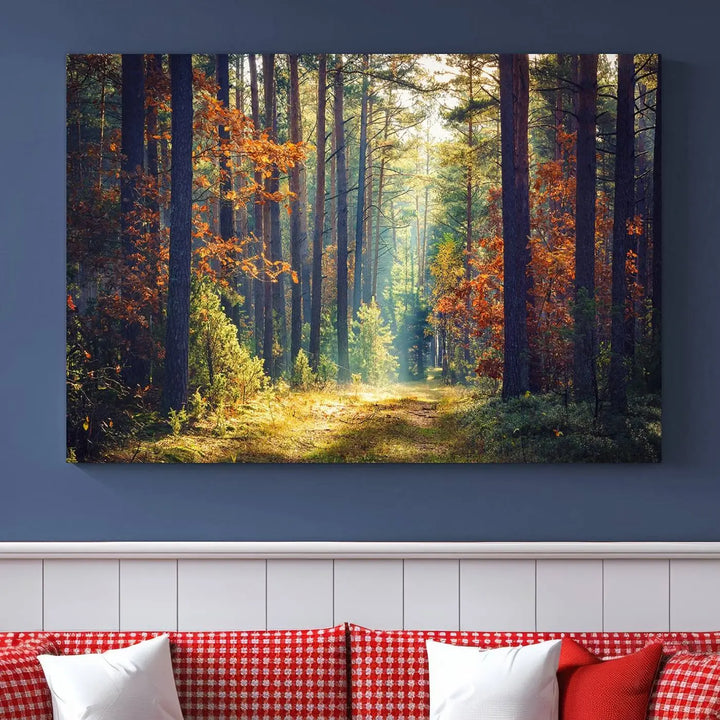 The Dark Forest Wall Art Canvas Print is designed as a triptych with museum-quality canvases and a UV-protective coating.