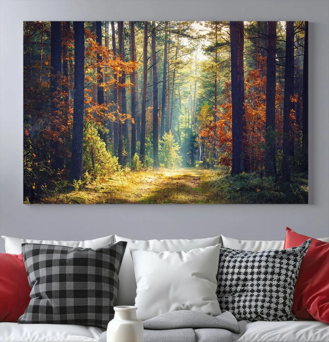 The Dark Forest Wall Art Canvas Print is designed as a triptych with museum-quality canvases and a UV-protective coating.