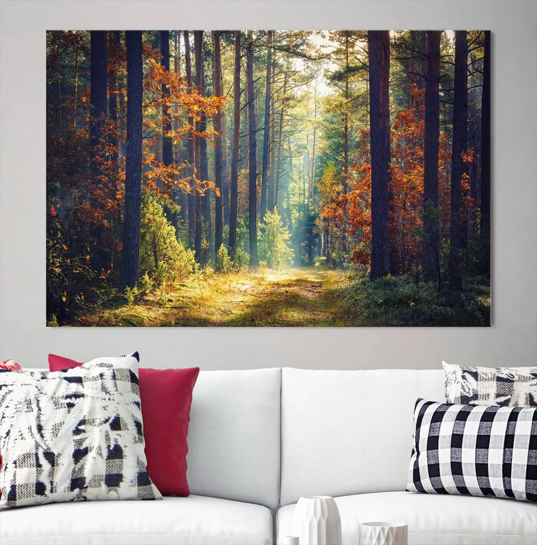 The Dark Forest Wall Art Canvas Print is designed as a triptych with museum-quality canvases and a UV-protective coating.