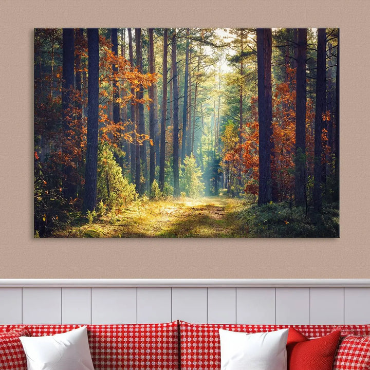 The Dark Forest Wall Art Canvas Print is designed as a triptych with museum-quality canvases and a UV-protective coating.