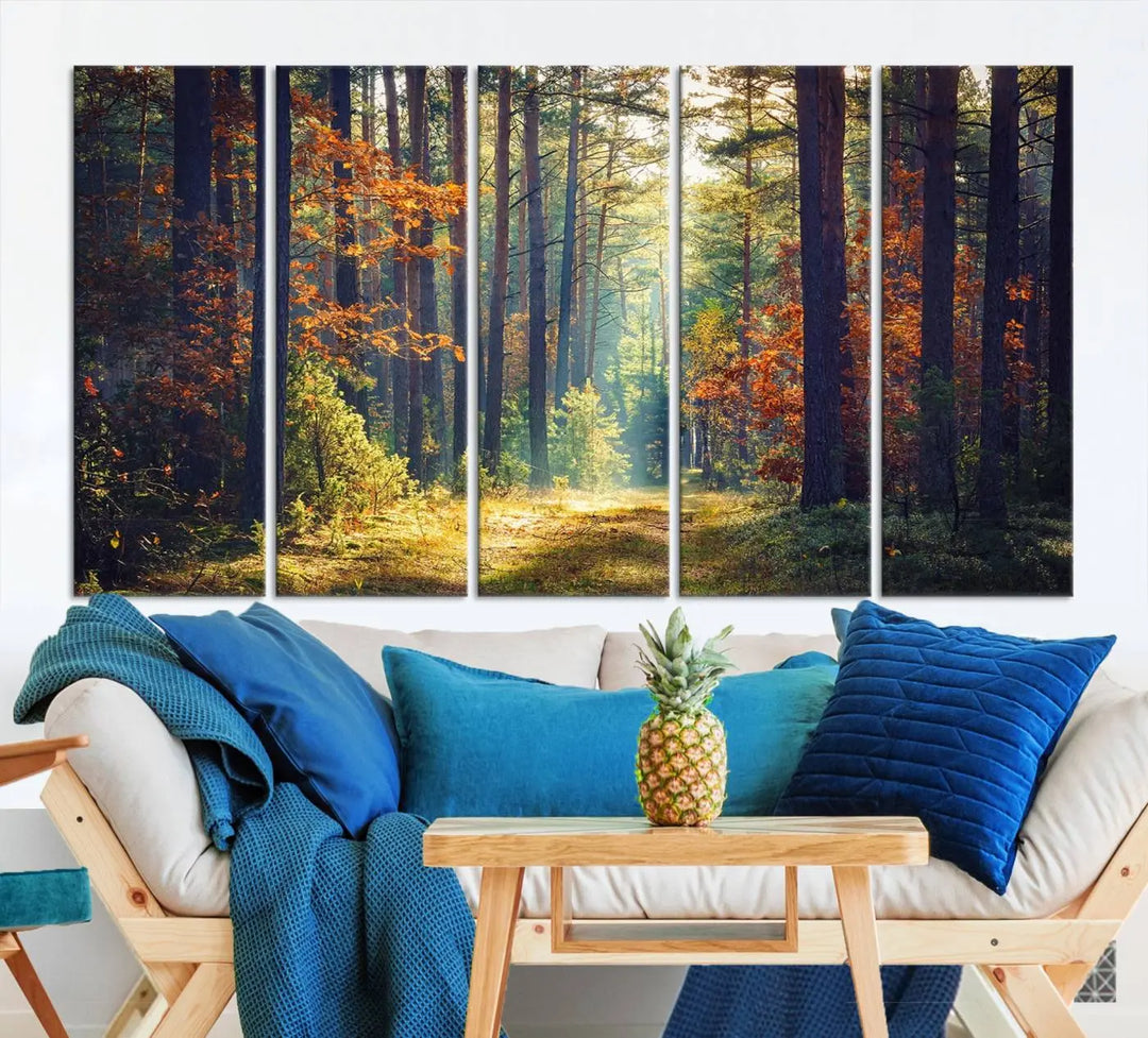 The Dark Forest Wall Art Canvas Print is designed as a triptych with museum-quality canvases and a UV-protective coating.