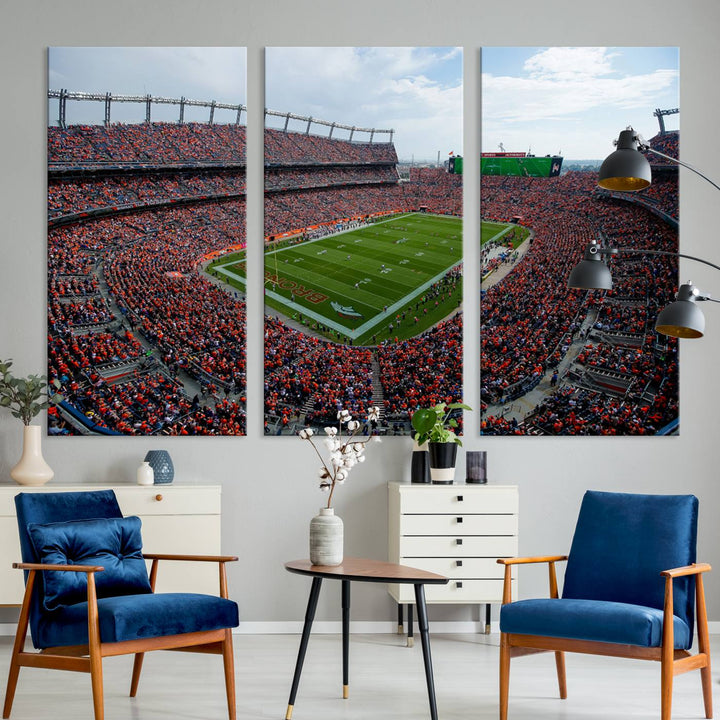 Denver Broncos Football Team Print - Empower Field Mile High Stadium Wall Art Canvas Print